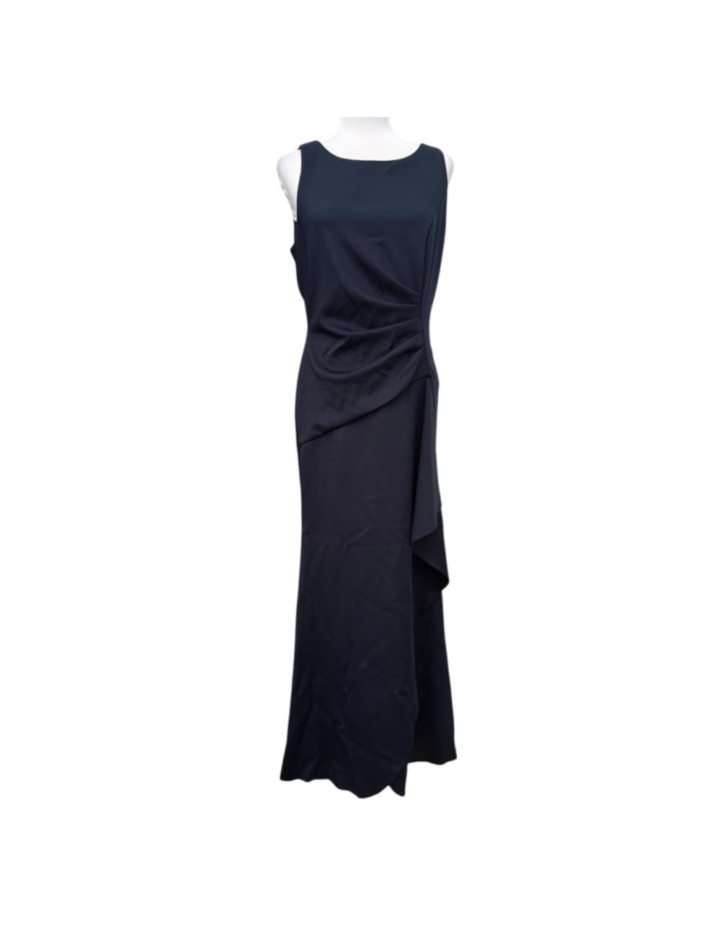 Alex Evenings Navy Ruched Cascade Evening Gown Dress Women’s Size 12 NWT Formal - Picture 2 of 8